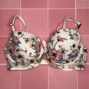Victoria Secret Dream Angels Wicked Unlined Uplift Bra White Floral 32D NEW